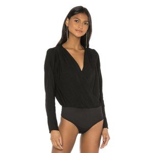 L'Academie The Victoire Bodysuit Black V Neck L